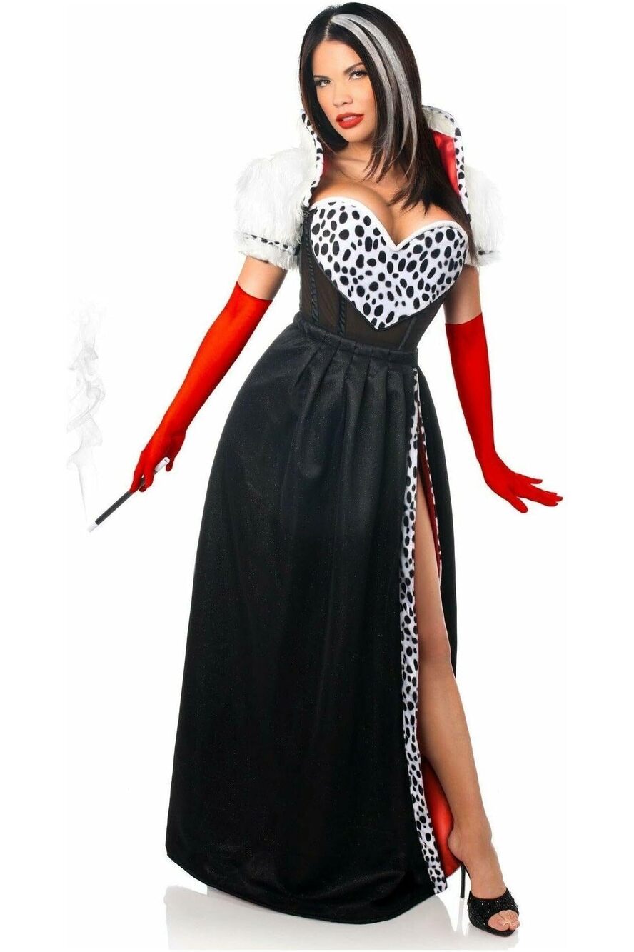 4725 Top Drawer 4 PC Devious Dog Snatcher Corset Costume, Black, Small